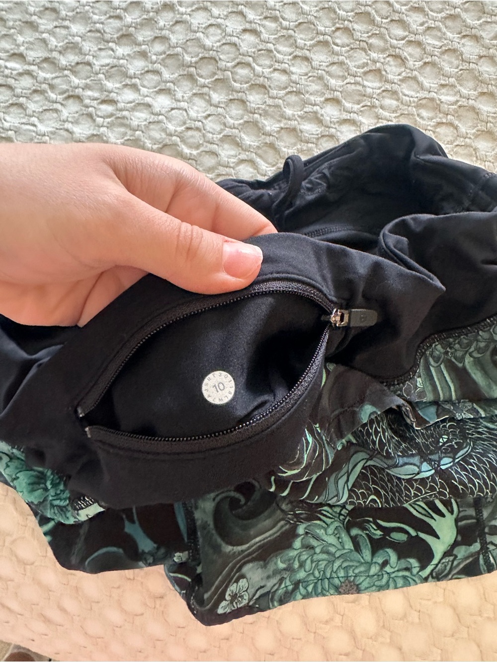 lululemon athletica Black and Teal Paisley Running Shorts - Picture 4 of 4
